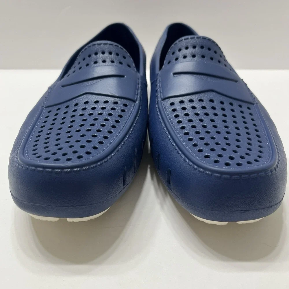 Floafers Men's Country Club Driver Loafer Navy Blue Perforated Foam Size 10